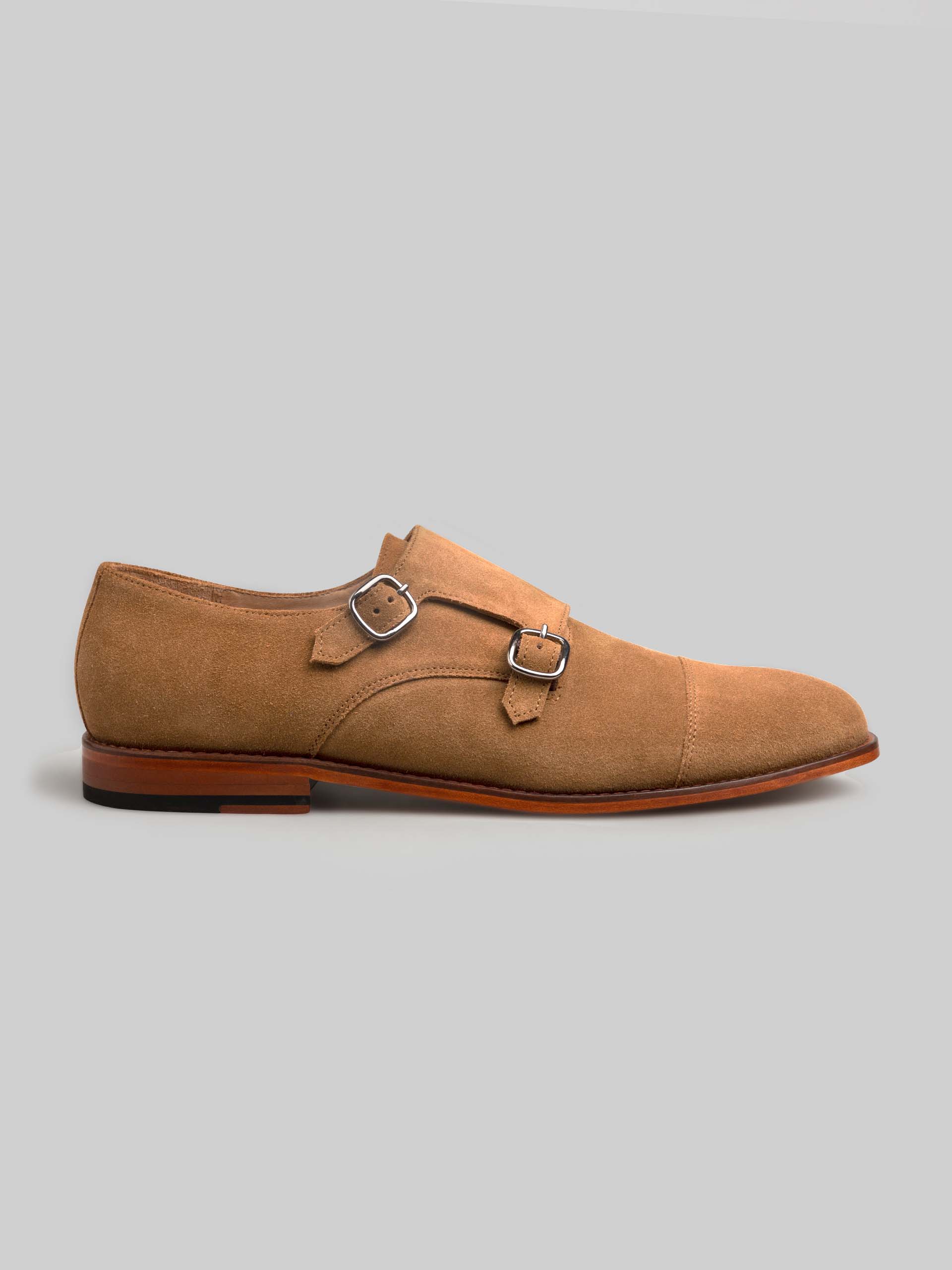 Tan Suede Double Monk Straps by Vostro Prezzo The Vatra Tan Woven Double Monk Strap Men Shoe – Vinci  main image 4