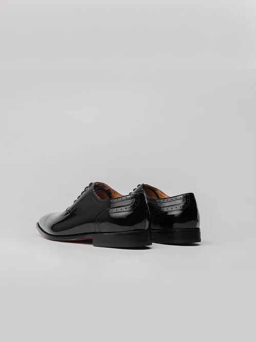 men's leather formal brogue -  patent black