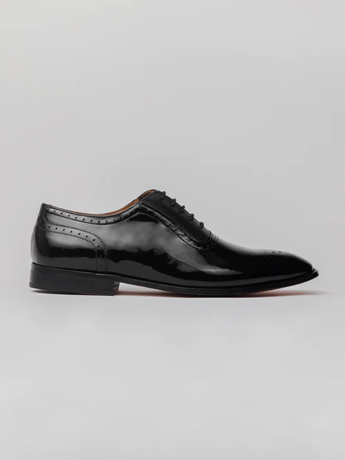 men's leather formal brogue -  patent black
