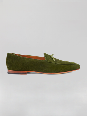 Haute-Loafer - Olive-Suede-loafer -shoes