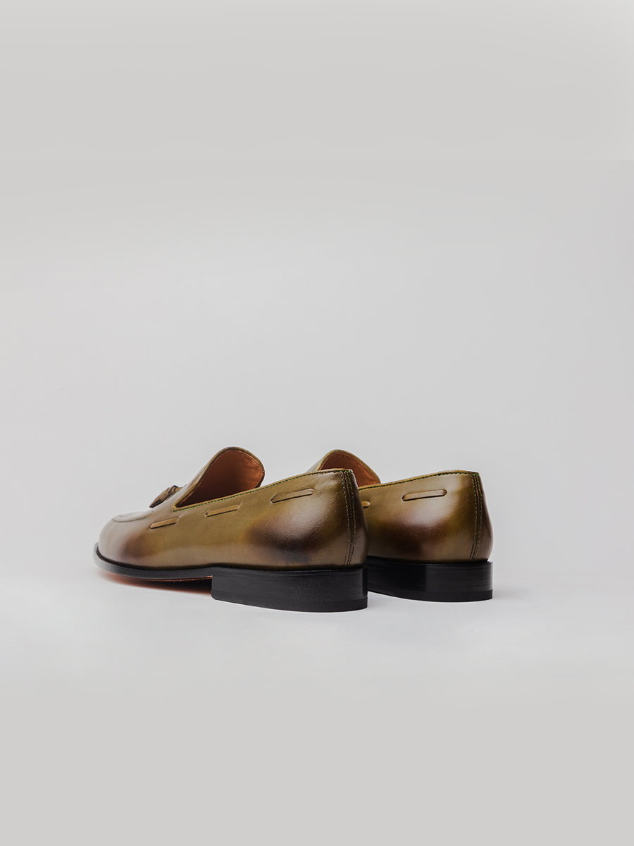 Hudson Tassels Loafer - Olive loafer shoes