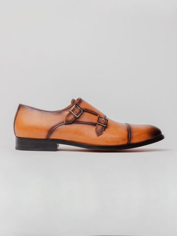 Shubhan Double Monk - Camel Patina  loafer shoes
