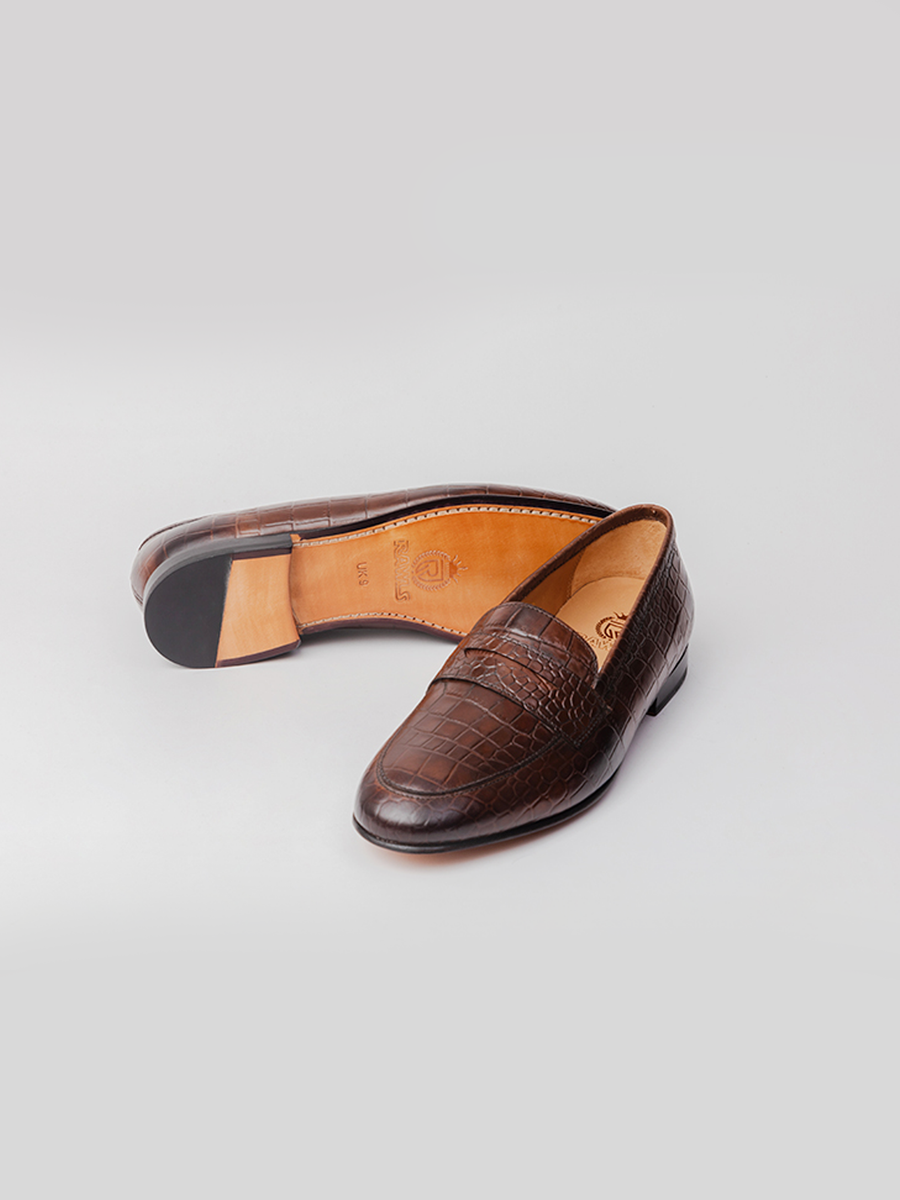 San Penny Loafer - Crocodile Brown loafer shoes
