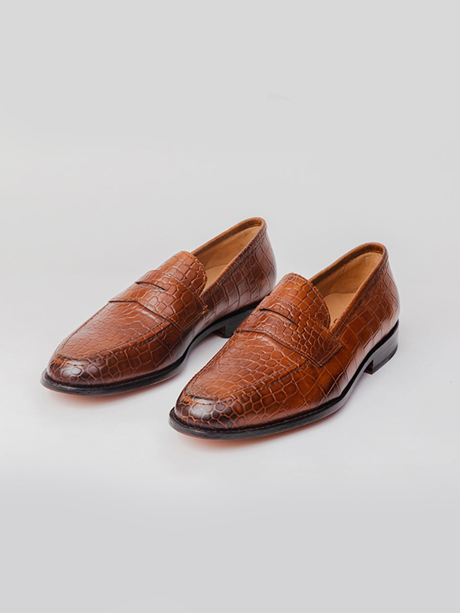 Balaclava Loafer - Crocodile Brown loafer shoes