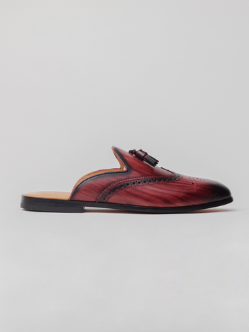 Seira Tassels Mules - Oxblood Patina loafer shoes