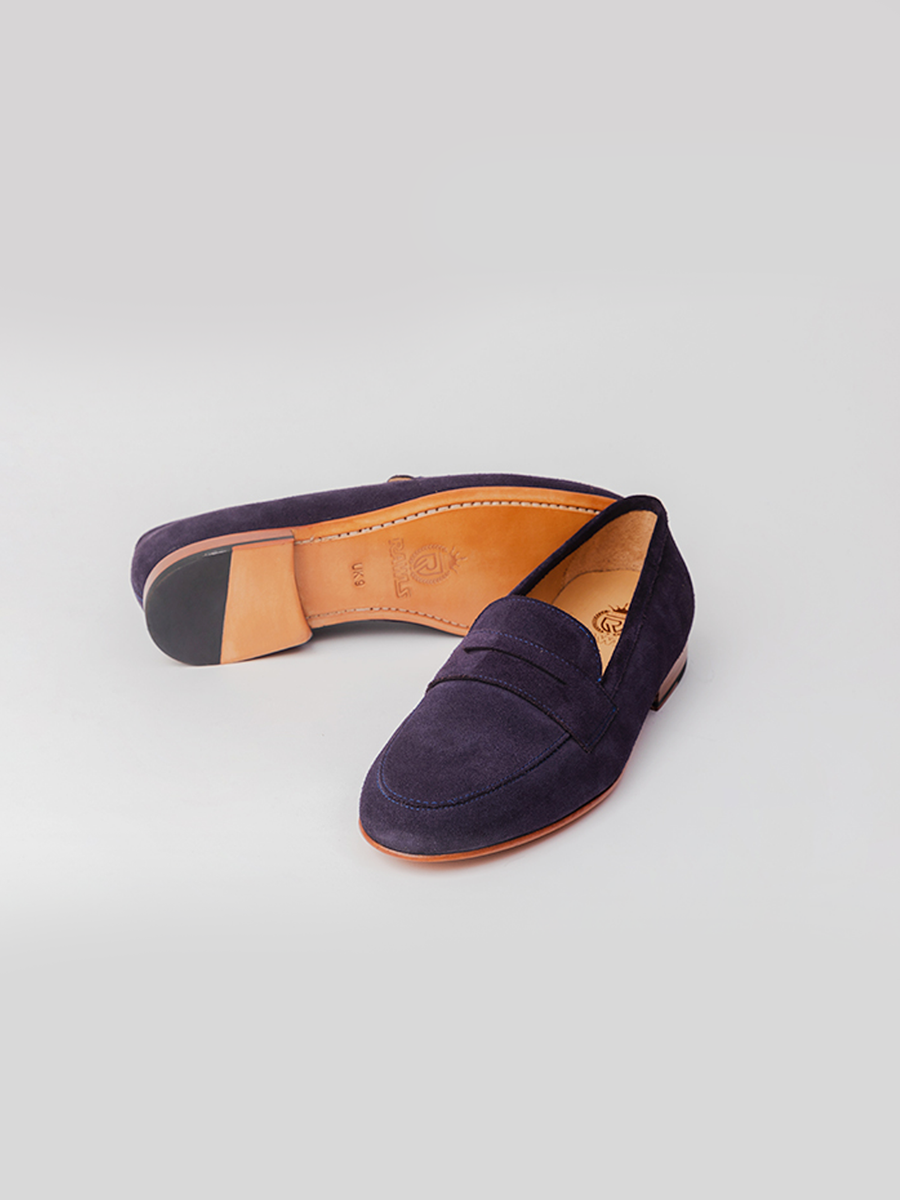 San Penny Loafer - Navy Suede loafer shoes