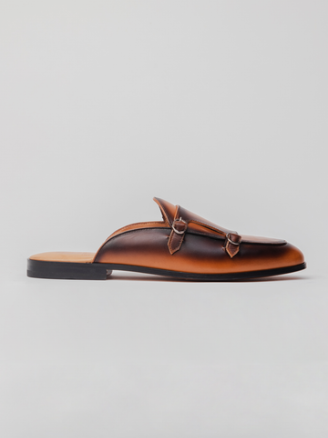 Seane Mules - Cognac Patina loafer shoes