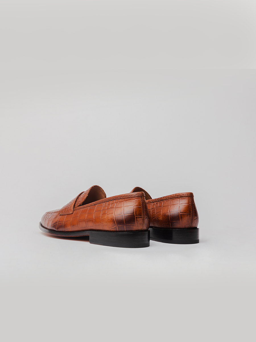 Balaclava Loafer - Crocodile Brown loafer shoes