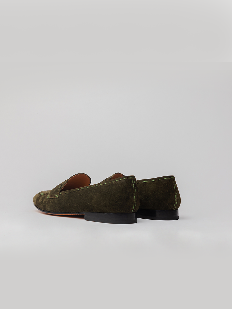 San -Penny- Loafer - Olive -Suede- loafer- shoes