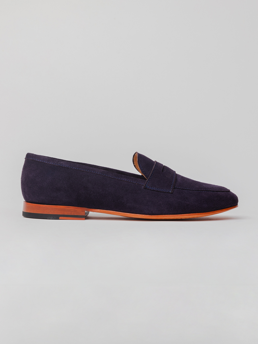 San Penny Loafer - Navy Suede loafer shoes