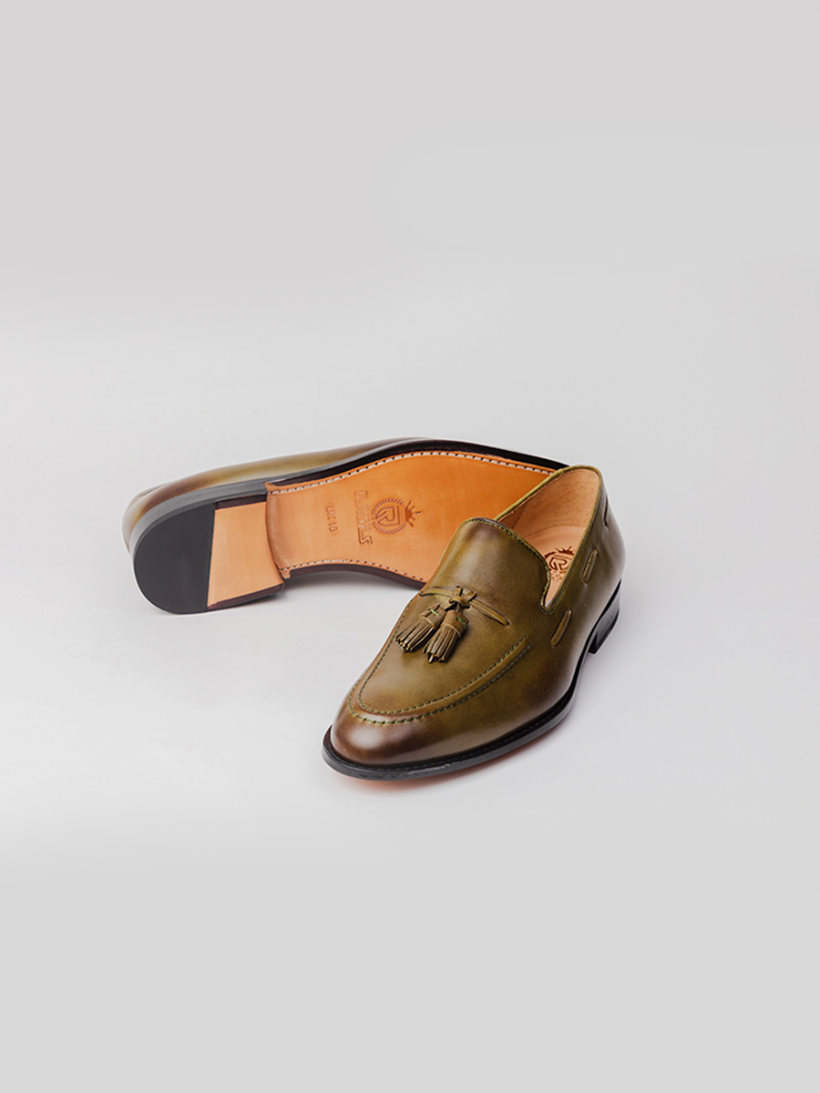 Hudson Tassels Loafer - Olive loafers shoes