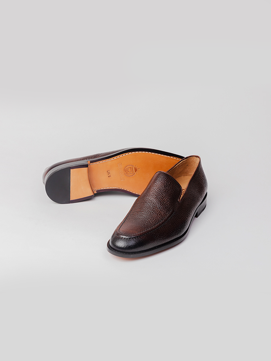 Carter Tassel-less Loafer - Dark Brown Grain loafer shoes