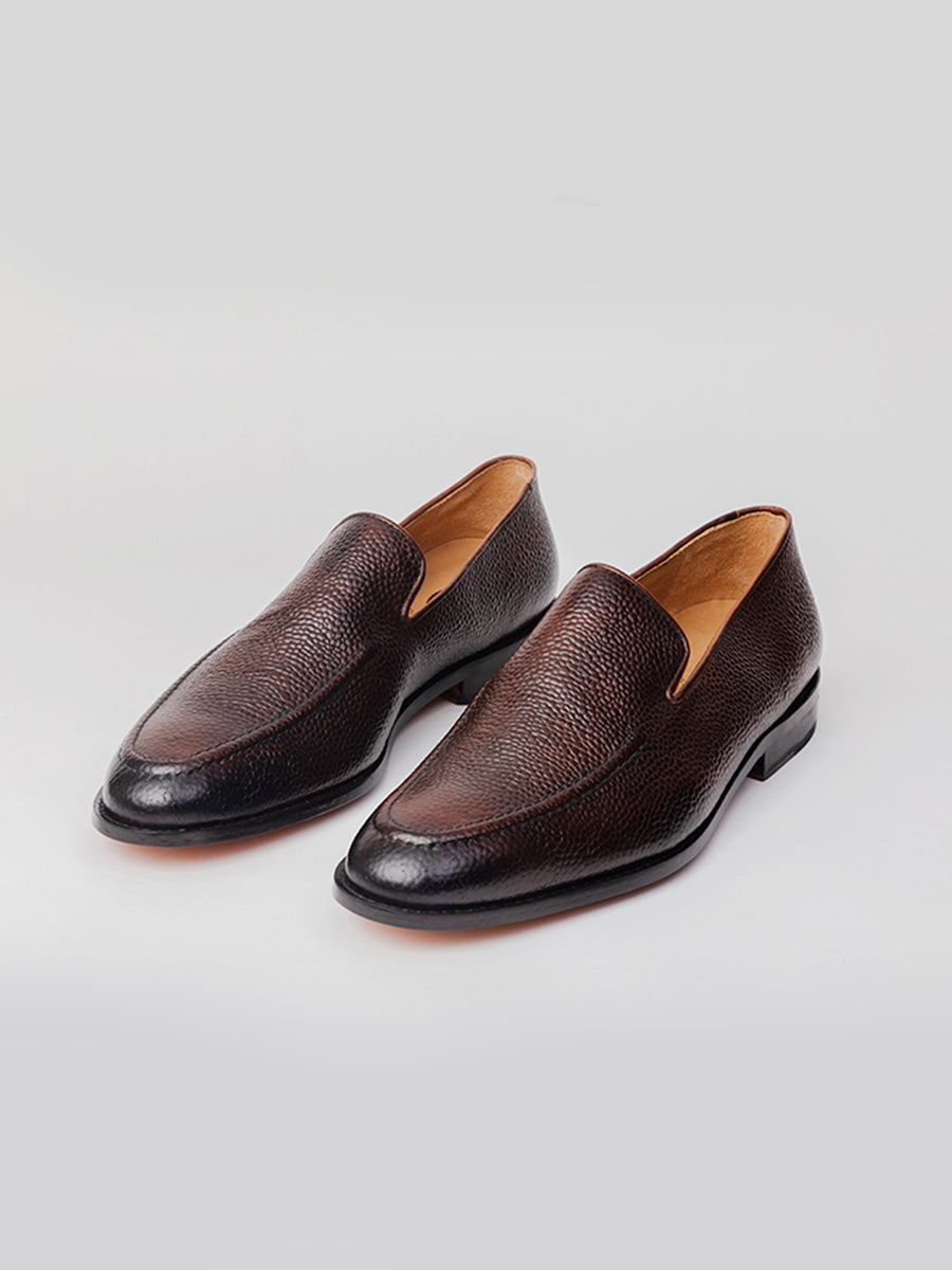 Carter Tassel-less Loafer - Dark Brown Grain loafer shoes