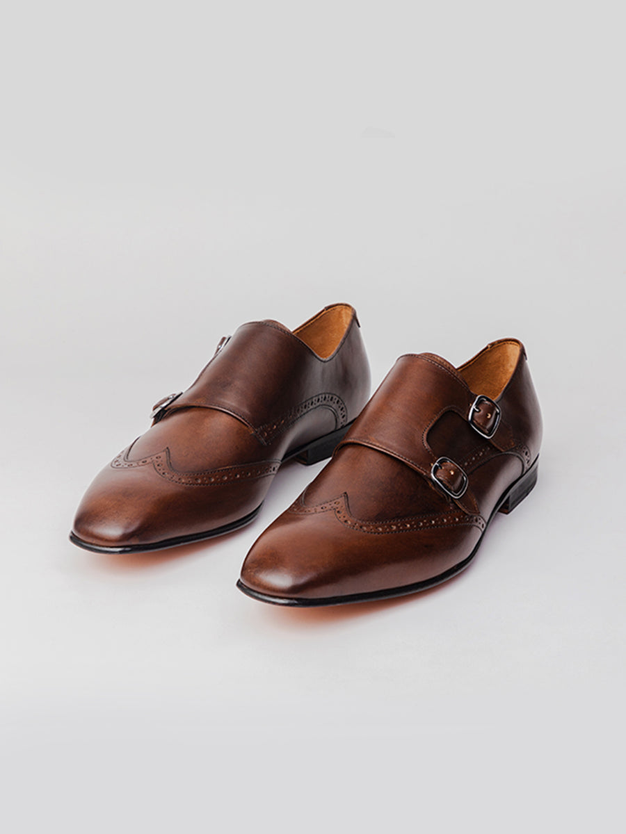 Connor Wingtip Monk straps - Dark Brown loafer shoes